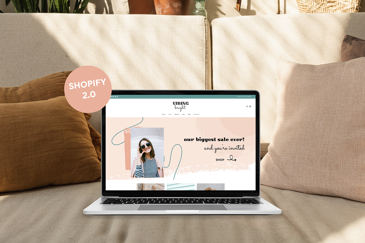 Pink Shopify Theme | Vibing Bright, a Branding & Logo Template by Easy Website Themes (Photo 2 of 9)