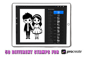 50 Couples Procreate Stamps Brushes