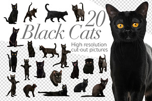 20 Black Cats - Cut-out Pictures