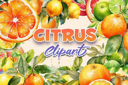 Citrus Watercolor Clipart, a Food Illustration by CrittersHub