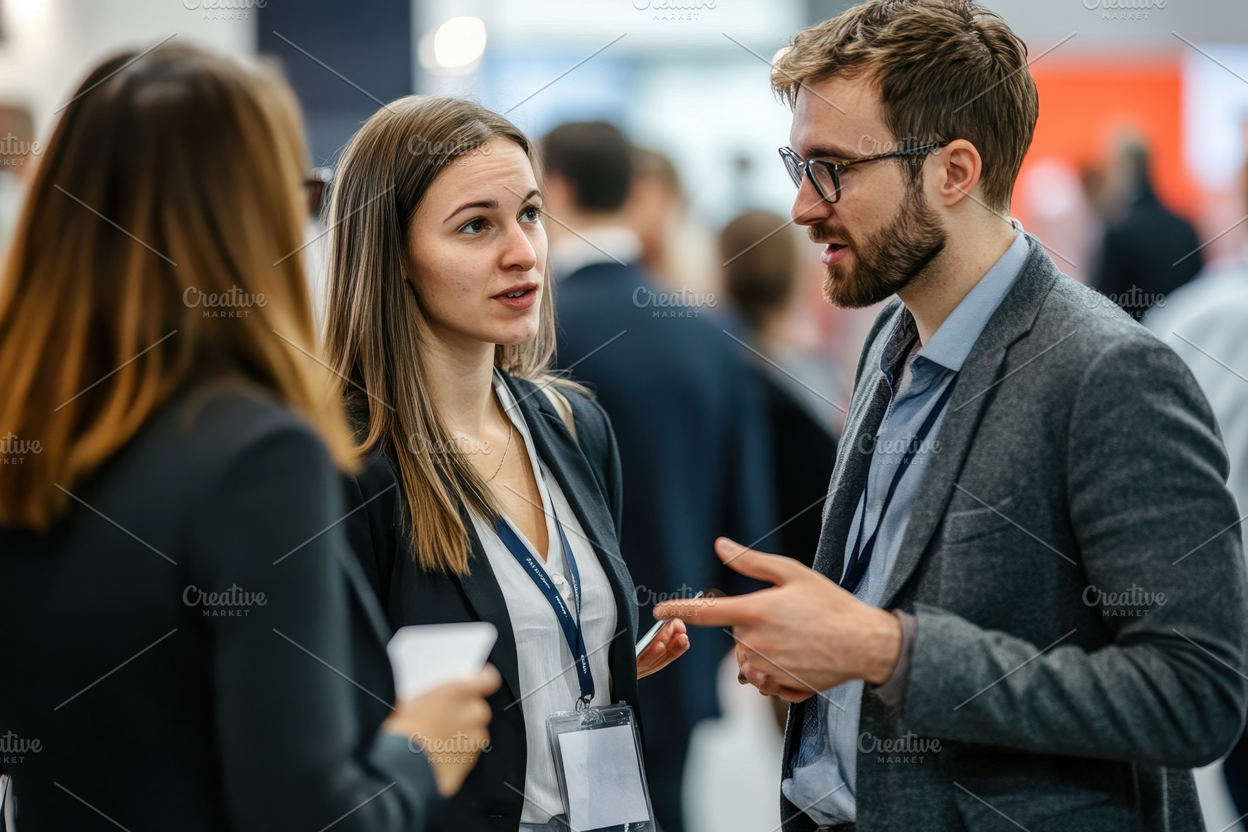 People at a business fair, a Photo by Pavel_design