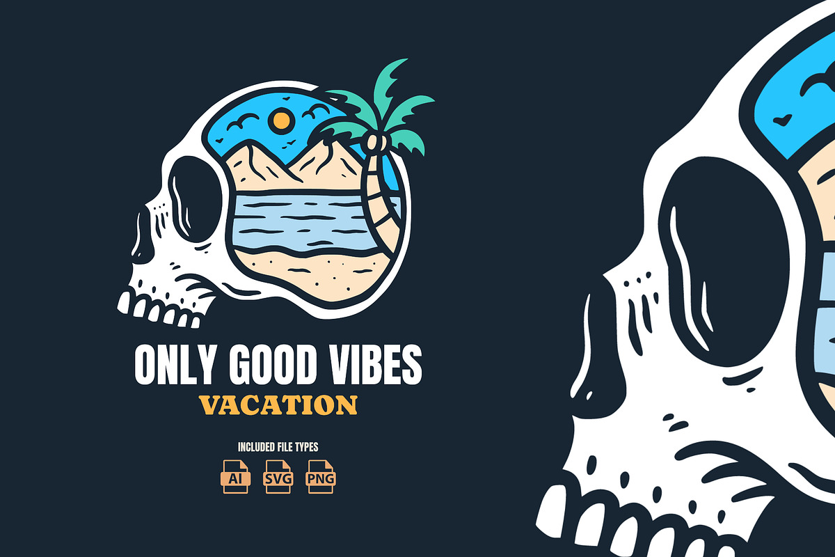 Beach Skull Vector Illustration, an Object Illustration by Decoconio Design (Photo 1 of 3)