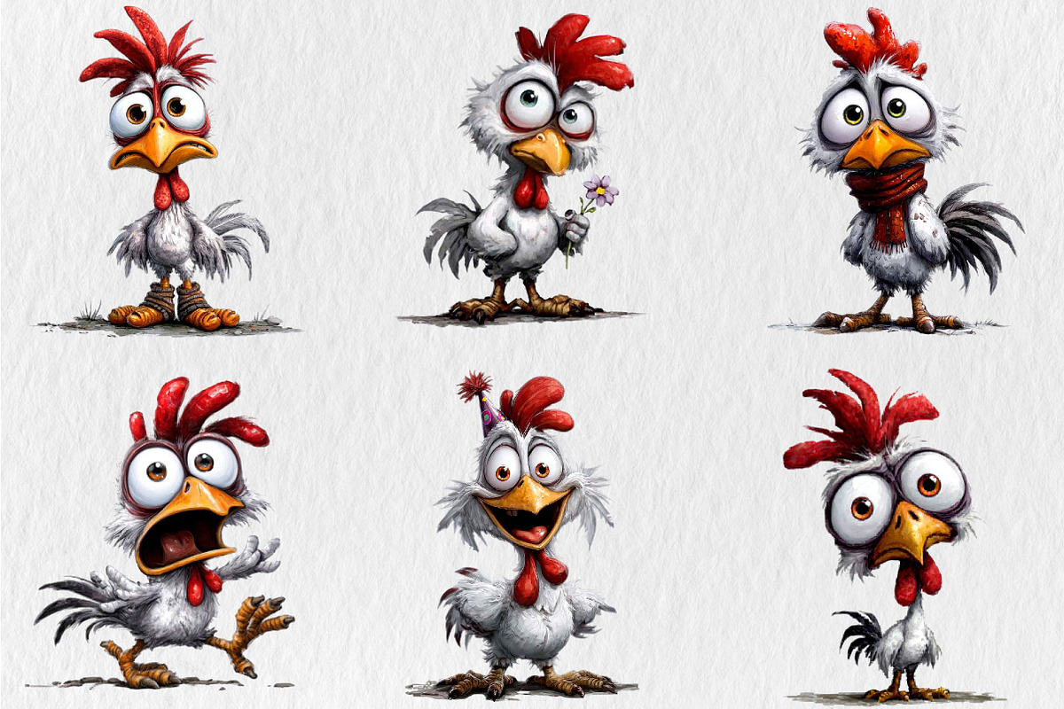 Quirky Funny Chicken Clipart, an Animal Illustration by Rose Art (Photo 3 of 7)