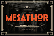 Mesathor – Modern Art Deco Font, a Sans Serif Font by Typia Nesia (Thumbnail 1 of 12)