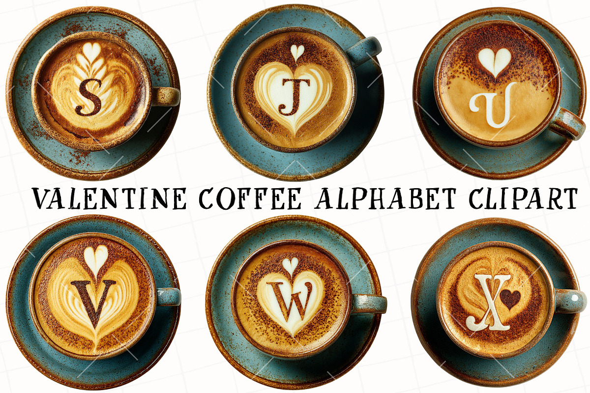 Valentine Coffee Alphabet Clipart, an Illustration by OK Design (Photo 2 of 6)