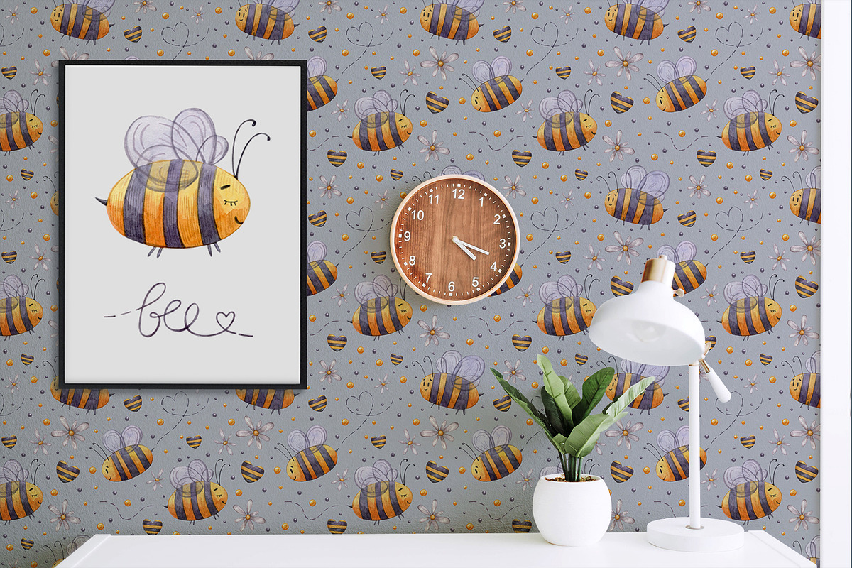 Watercolor Honey Bee collection, an Animal Illustration by Aquarellka (Photo 4 of 6)