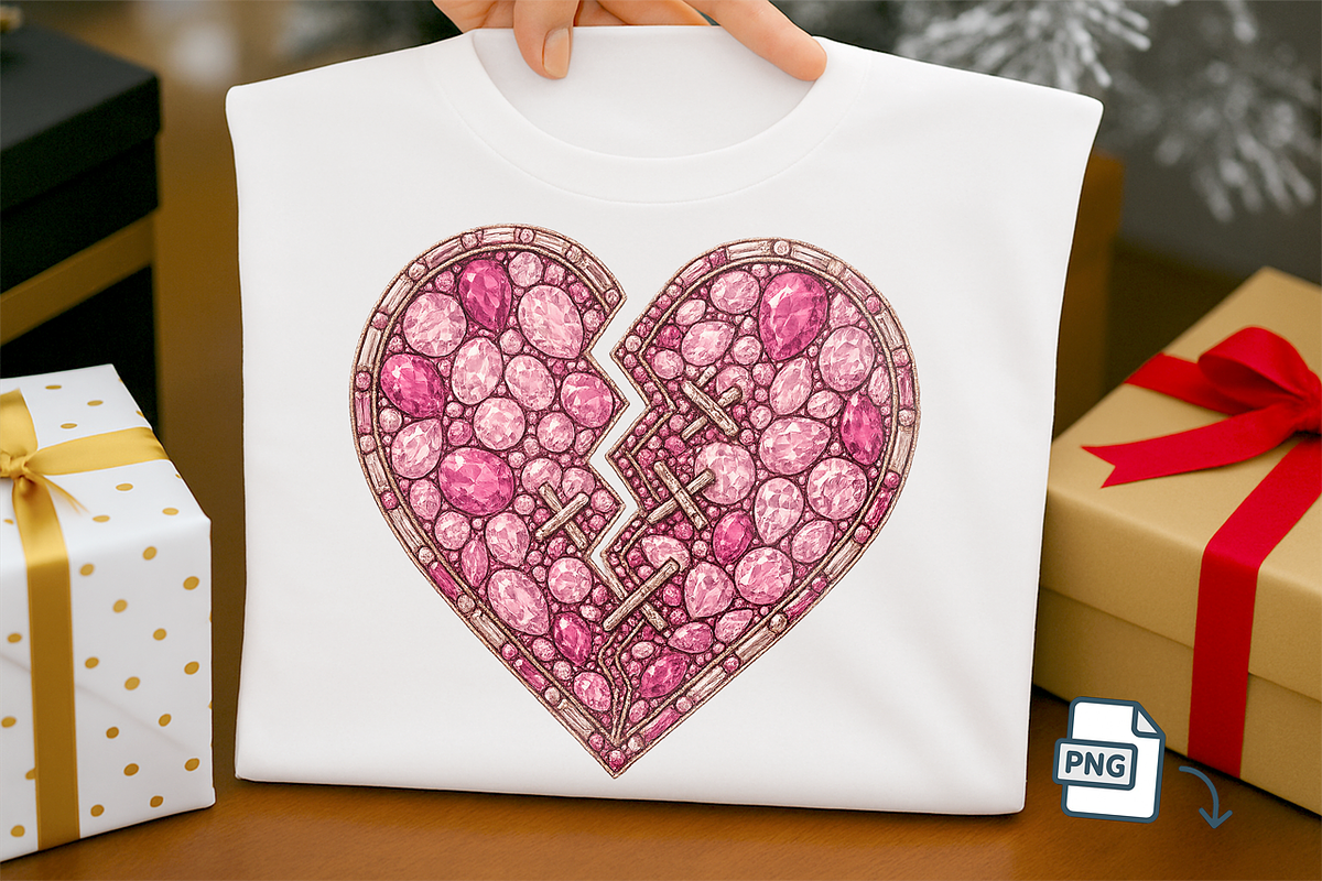 Faux Rhinestone Mended Heart PNG
