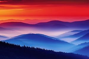 Scenic view of layered mountain hill, a Nature Photo by MistyDay