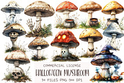 Halloween Mushroom Clipart, an Illustration by OK Design (Thumbnail 1 of 5)