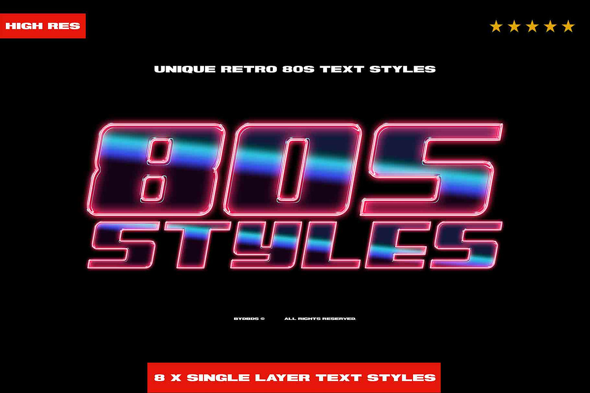 Retro 80s Text Styles byDBDS, a Brushes & More by dbdslondon (Photo 1 of 8)