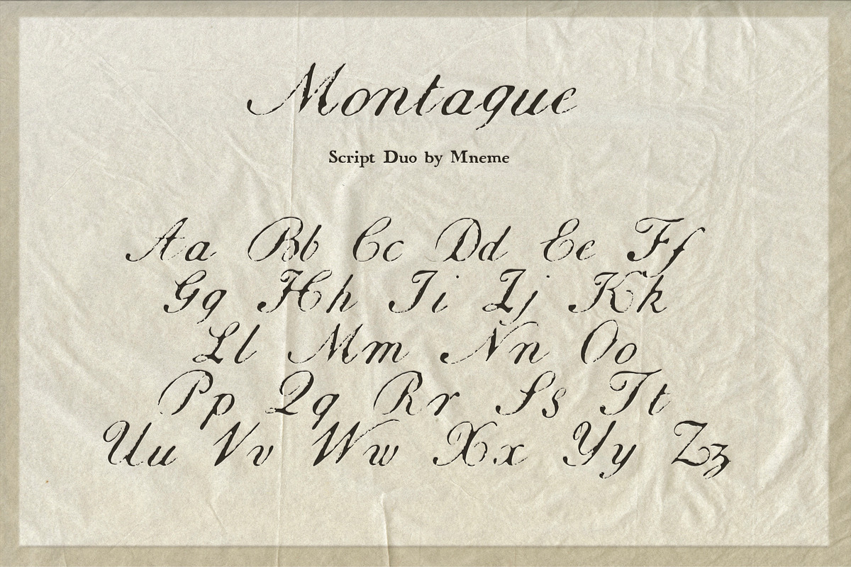 Montague - Script & Rough Duo, a Script Font by Mneme (Photo 6 of 11)