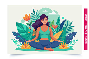 Serene Garden Meditation, an Illustration by Tanuart