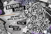 Birthday Graphic Doodle Illustration, a Decorative Illustration by BALABOLKA (Thumbnail 1 of 3)