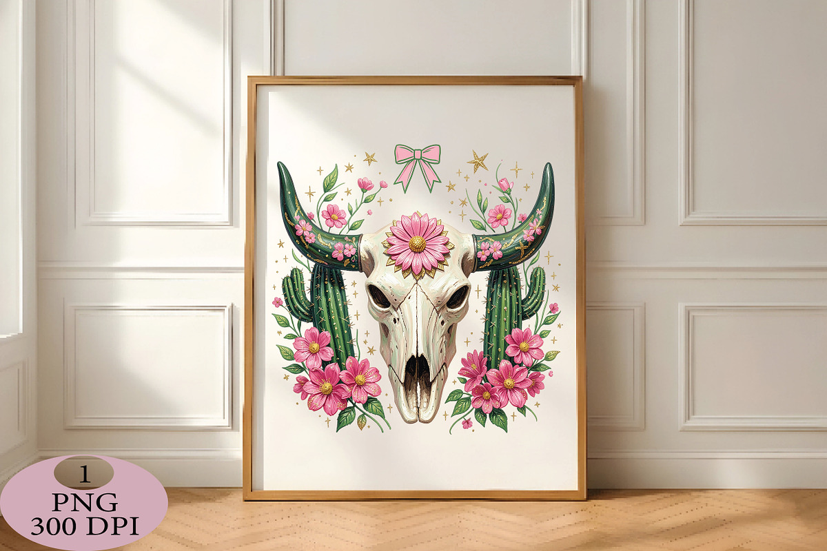 Preppy Cowgirl PNG Floral Cow, an Illustration by Daily.Designs (Photo 3 of 5)