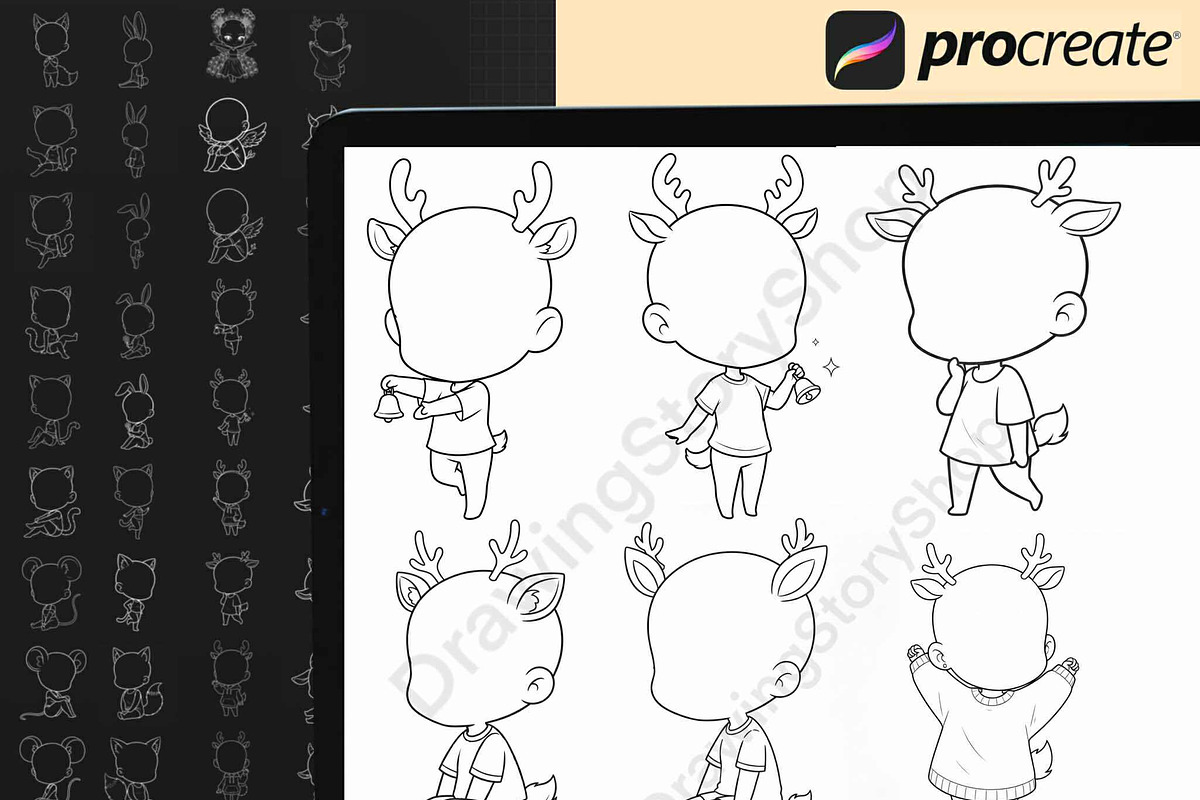 Procreate Chibi Girl Animal Stamps 2, a Brush Add-On by DrawingStoryShop (Photo 2 of 6)