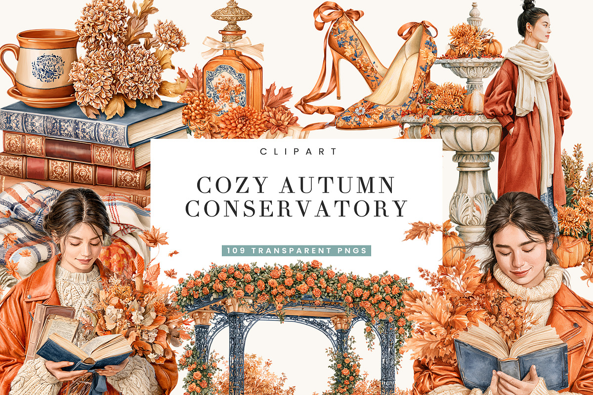 Cozy Autumn Clipart Bundle, an Object Illustration by BusyDaydesign (Photo 1 of 9)