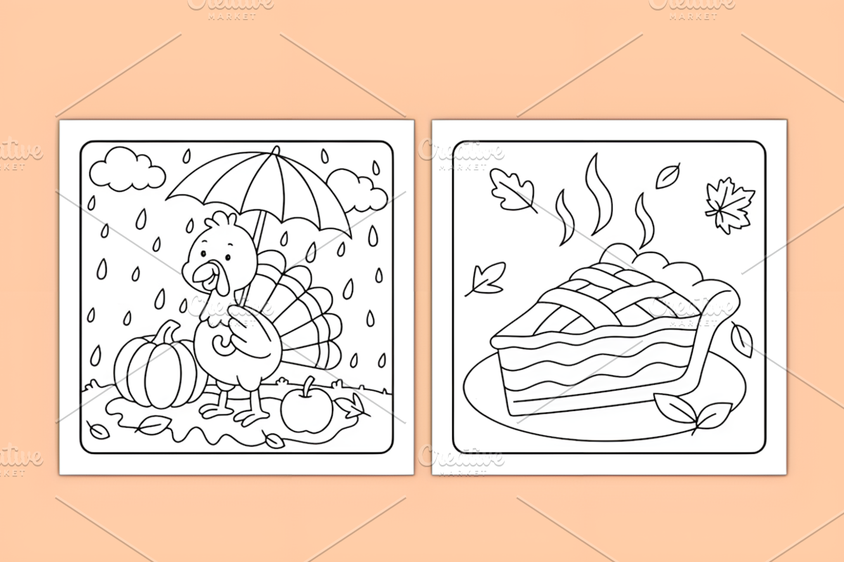 Thanksgiving Simple Coloring Pages, a Seasonal Illustration by Coco Bloom (Photo 3 of 4)