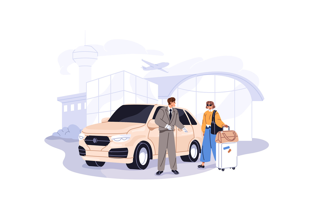 Passenger transfer, taxi order cards, a Transportation Illustration by PaperTrident (Photo 4 of 12)