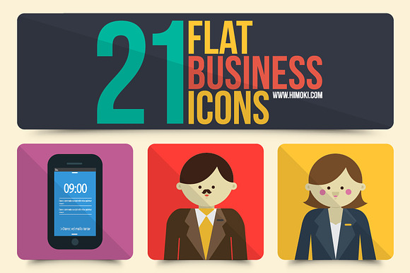 21 Flat Business Icons