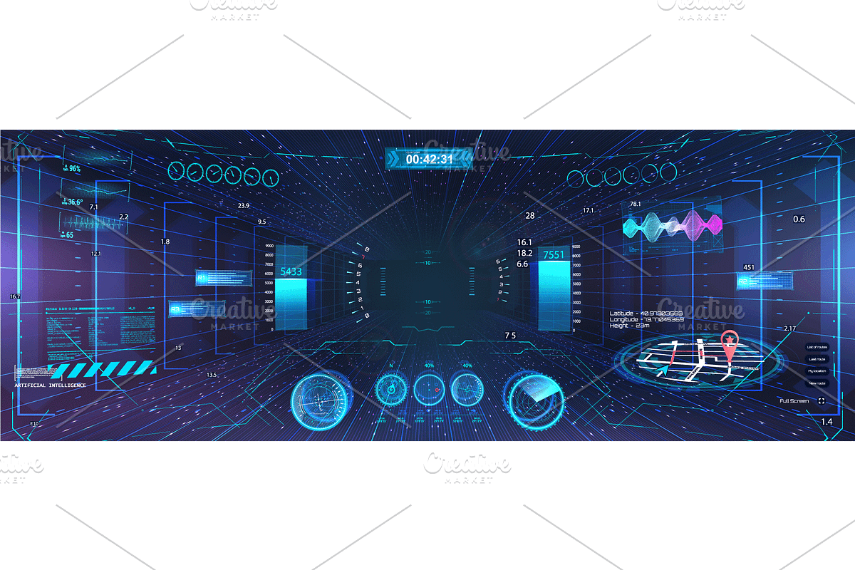 Display VR. HUD, a Technology Illustration by SergeyBitos