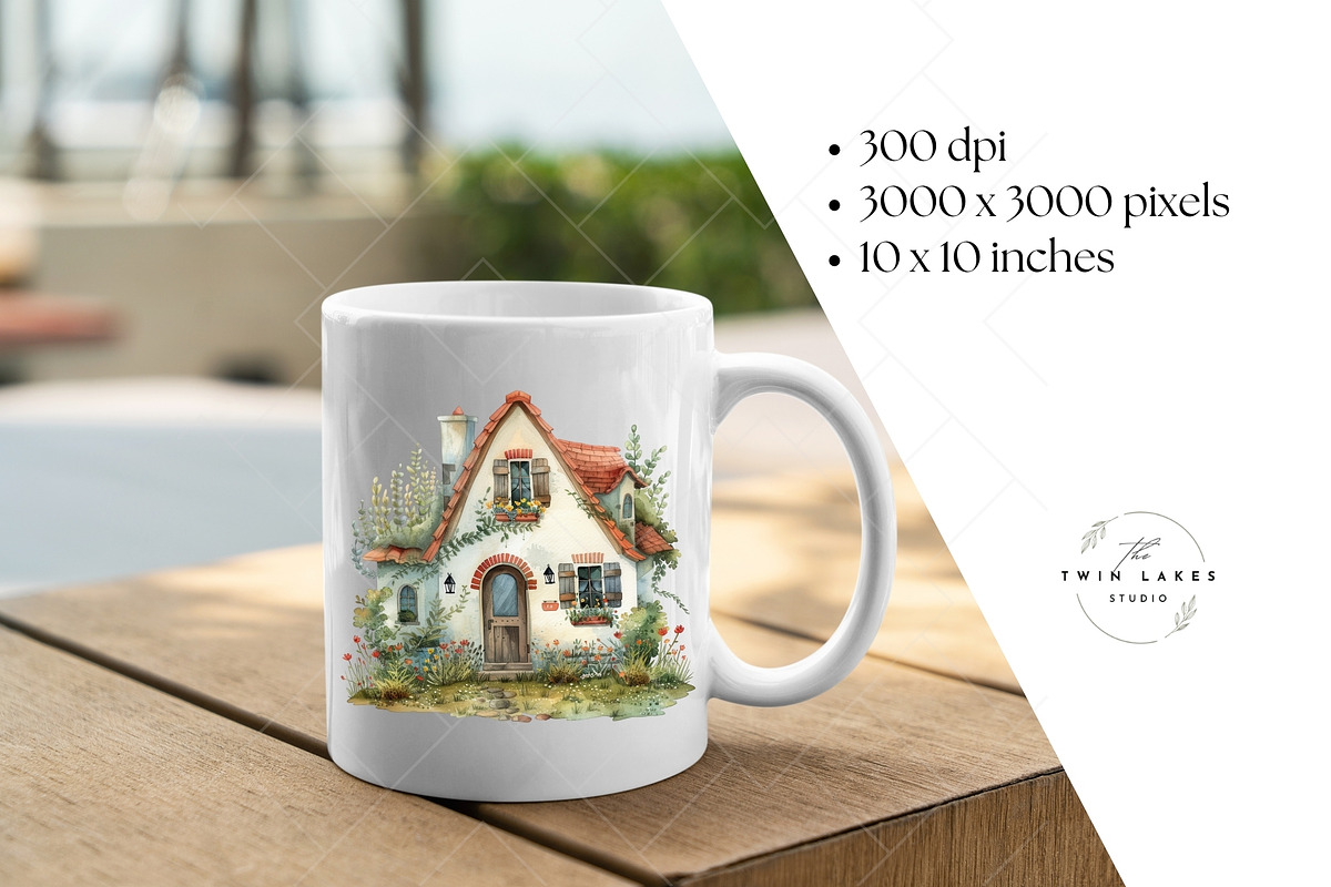 Folk Cottage Homes Clipart Set, an Object Illustration by The Twin Lakes Studio (Photo 7 of 10)