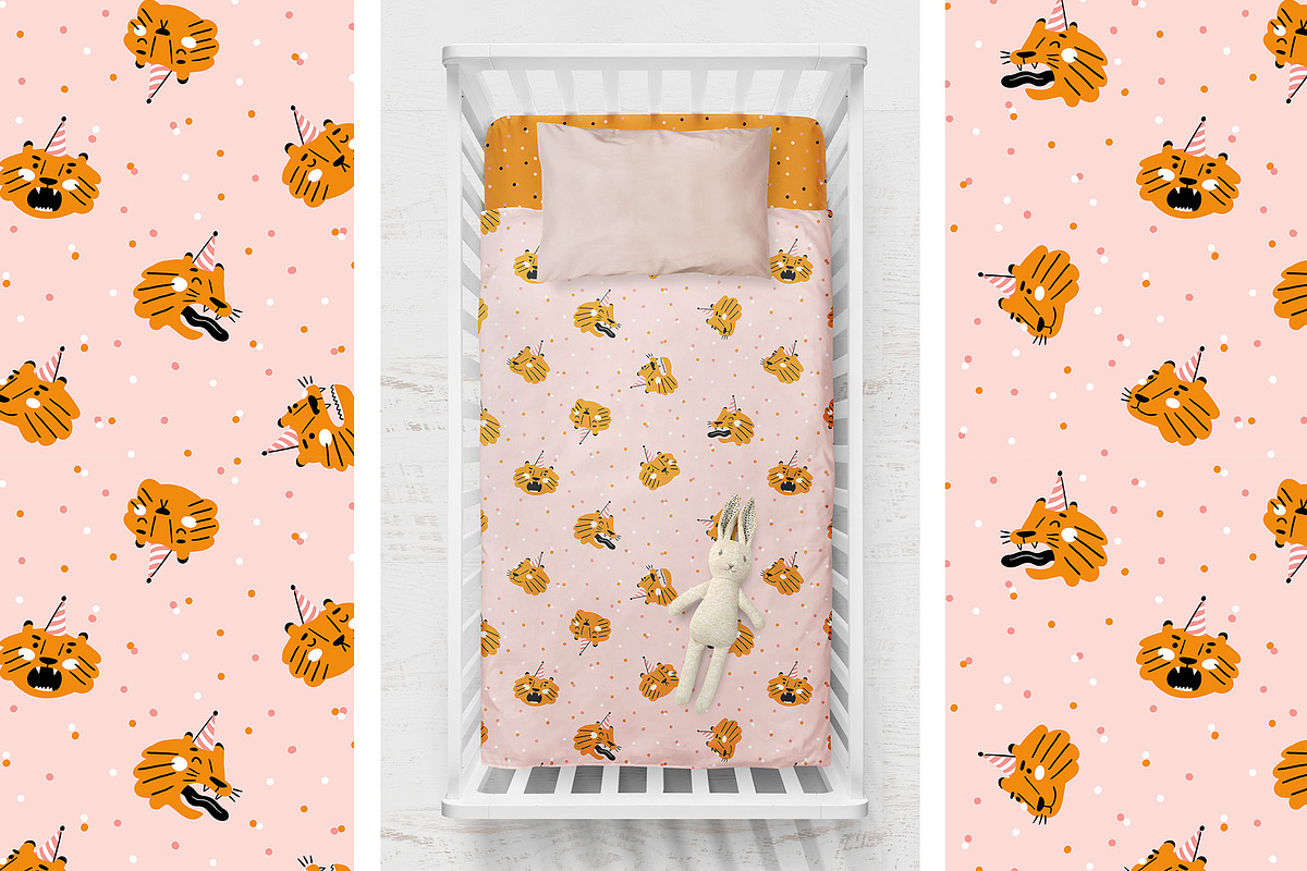 Celebratory tigers patterns+card, a Pattern Graphic by Alenkakarabanova (Photo 2 of 3)