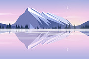 Evening mountains. Flat design, an Illustration by Librebird (Thumbnail 1 of 2)