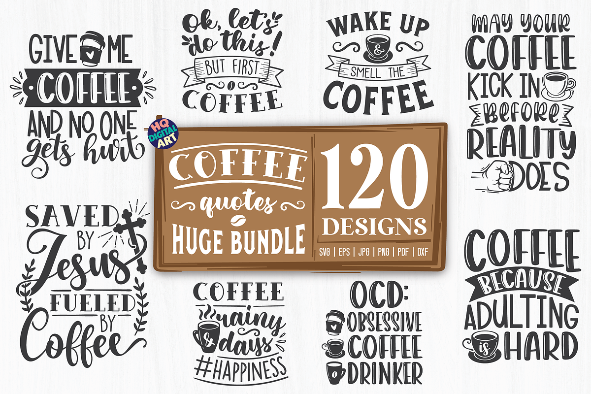 Huge Coffee SVG Bundle, a Food Illustration by HQDigitalArt (Photo 2 of 15)