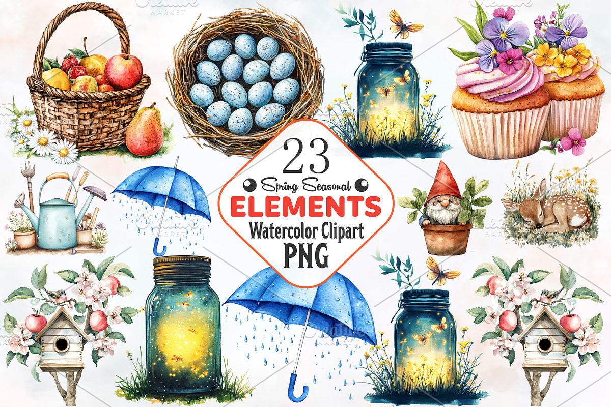 Spring Seasonal Elements Clipart, an Illustration by RobertsArt (Photo 1 of 7)