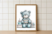 whimsical birthday teddy bear png, an Animal Illustration by Watercolor design (Thumbnail 5 of 6)