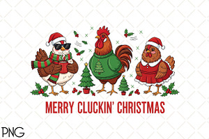 Merry Cluckin’ Christmas Chicken PNG, an Illustration by Black Bird Studio