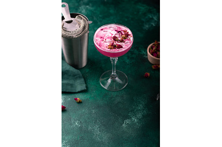 Summer pink cocktail with rose, a Food & Drink Photo by Yulia Furman