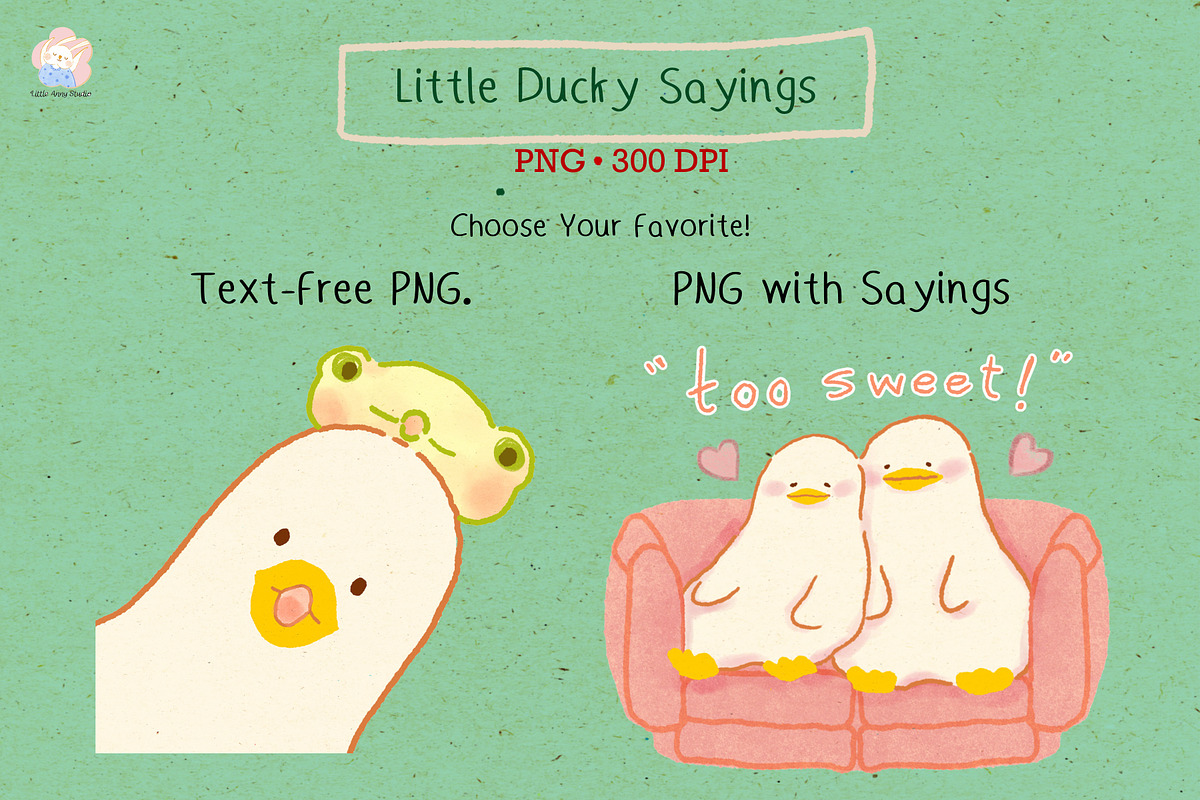 Little Ducky Action Poses PNGClipart, a Decorative Illustration by Annyillustration (Photo 2 of 5)