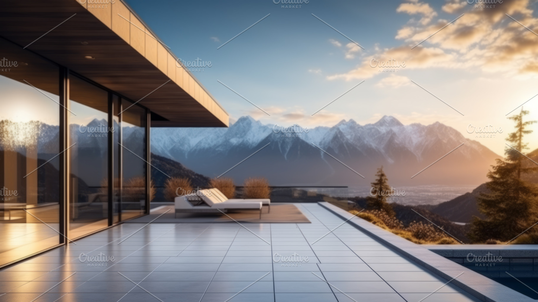 Luxurious villa in the mountains with panoramic views, an Abstract Photo by Natalia Klenova's Shop