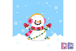 Outdoor Snowman, an Object Illustration by MISS CHATZ