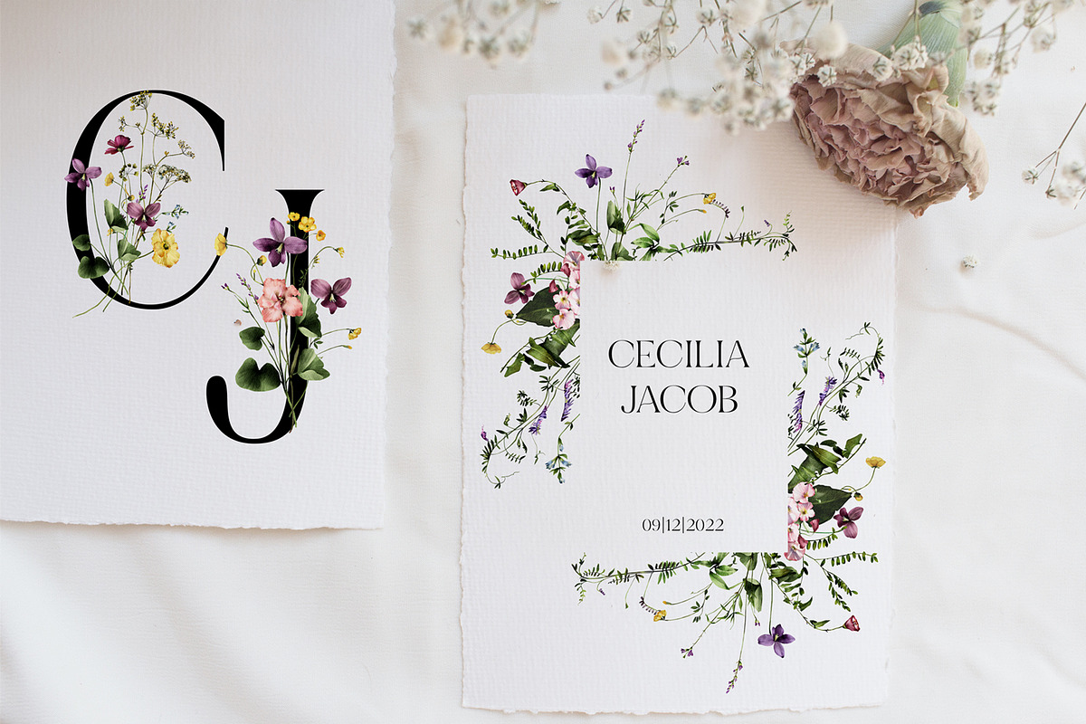 Field Flowers Watercolour Clipart, a Decorative Illustration by whiteheartdesign (Photo 7 of 20)