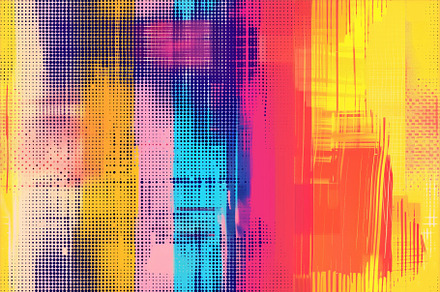 Seamless vibrant abstract halftone glitch background featuring a blend of color, a Background Graphic by Textures & Backgrounds
