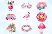 Pink Groovy Summer Clipart, an Illustration by Craft Nest (Thumbnail 5 of 6)
