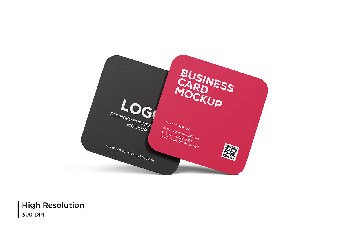 Rounded Square Name Card Mockup, an Advertising Mockup by RamStudio2 (Photo 6 of 14)