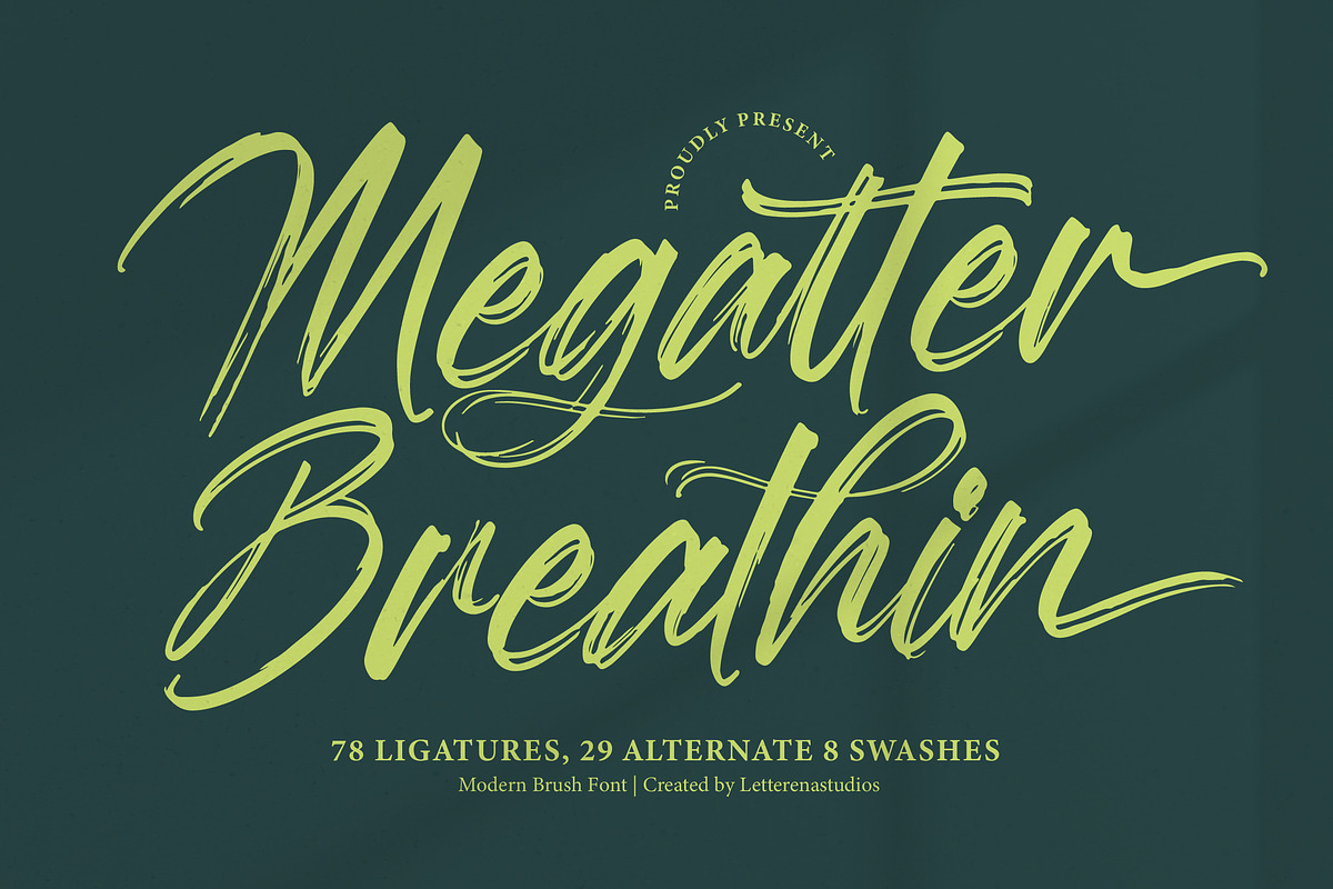 Megatter Breathin Modern Bruh Font, a Script Font by Letterena Studios Script (Photo 1 of 15)