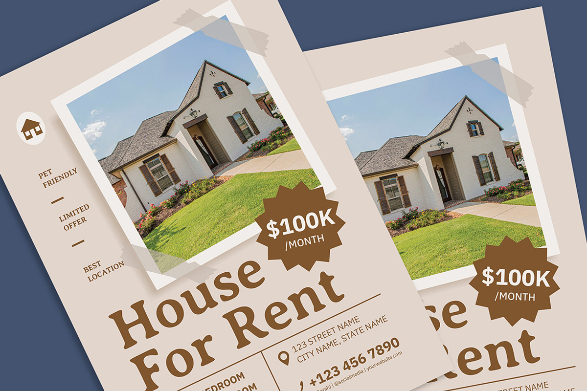 Minimalist House for Rent Flyer, a Flyer Template by Gumico Studio. (Photo 2 of 3)