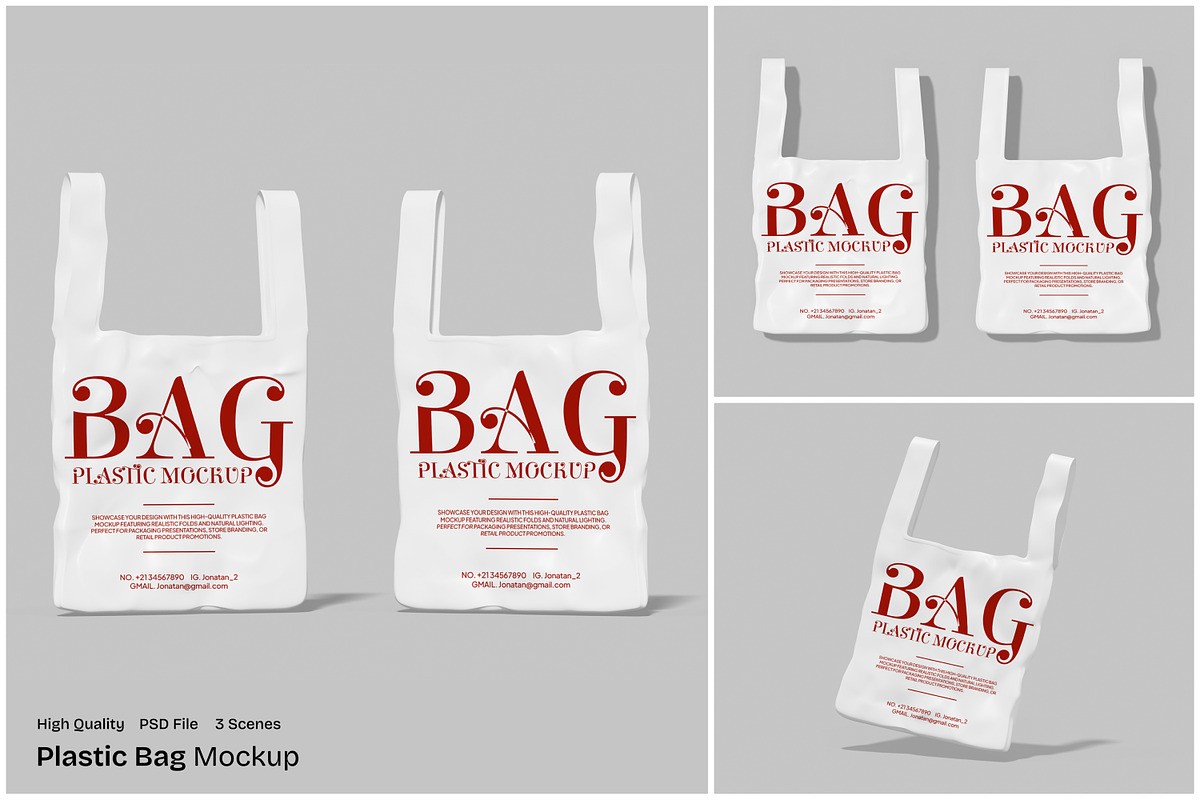 Plastic Bag Mockup, a Packaging Mockup by Unerispace (Photo 1 of 5)