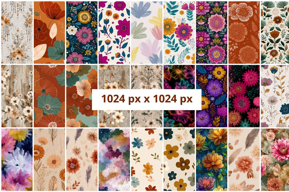 150 Boho Floral Seamless Patterns, a Pattern Graphic by mkStudioLab (Photo 2 of 6)