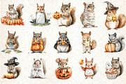 Cute Halloween Squirrels Clipart, an Illustration by Rose Art (Thumbnail 2 of 7)