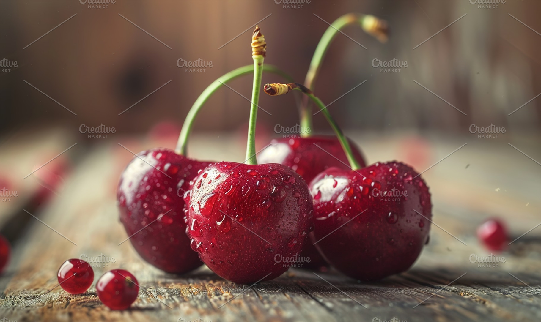 Fresh red cherry adorn garden nature, a Background Photo by Maylianaw28