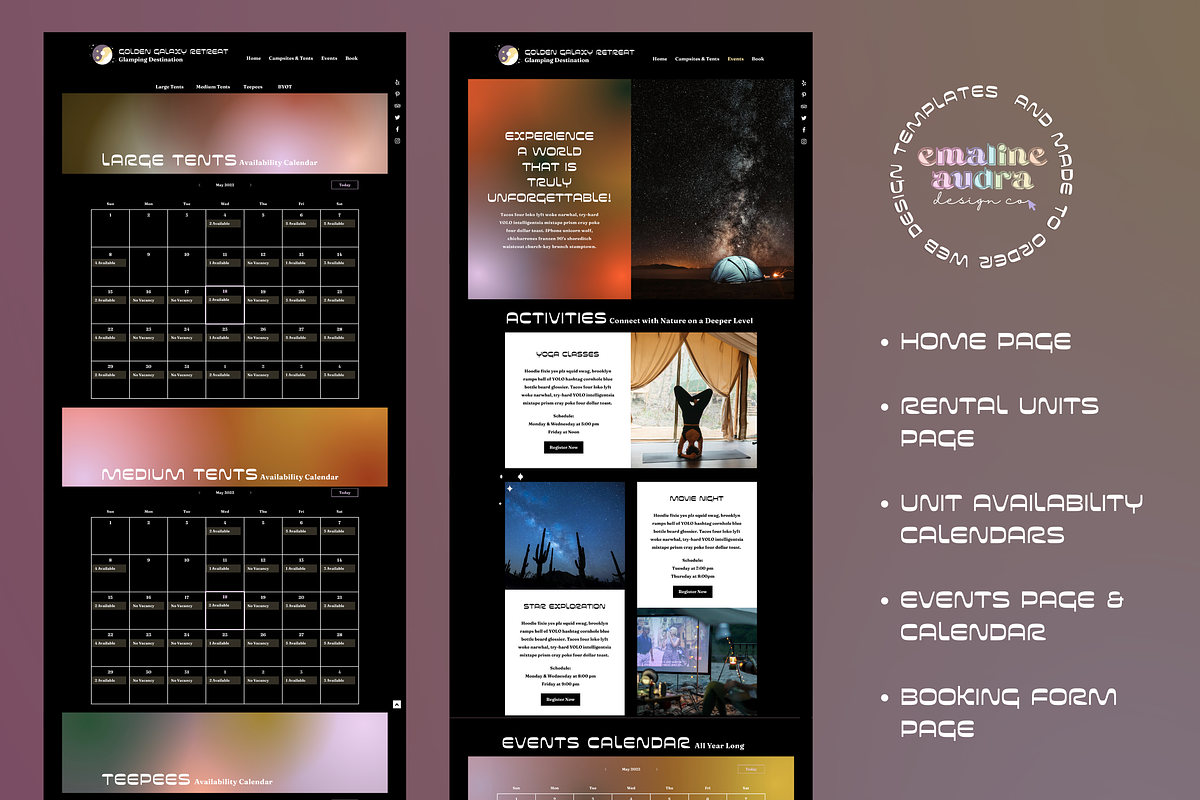 Galaxy Vacation Rental WIX Template, a Wix Template by Emaline Audra Design Co. (Photo 2 of 5)