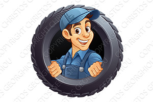 Tyre Tire Car Service Mechanic, an Illustration by Christos Georghiou