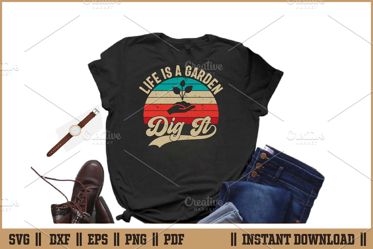 Life is a garden dig it Retro SVG, an Illustration by Handy Arts Studio (Photo 2 of 3)