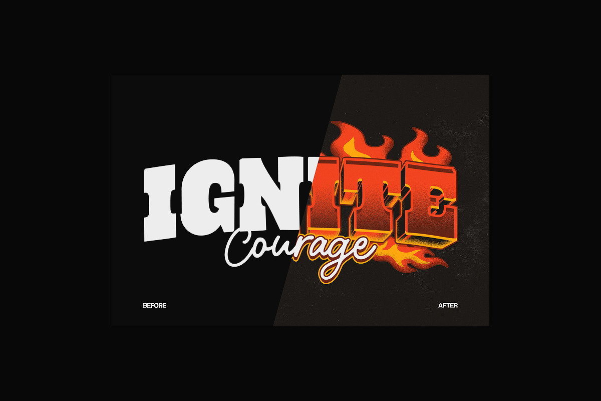3D Fire Flame Text Effect, a Layer Style Add-On by Matsero (Photo 2 of 4)