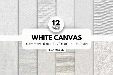 12 White Canvas Digital Papers, a Pattern Graphic by NorthWindPixels